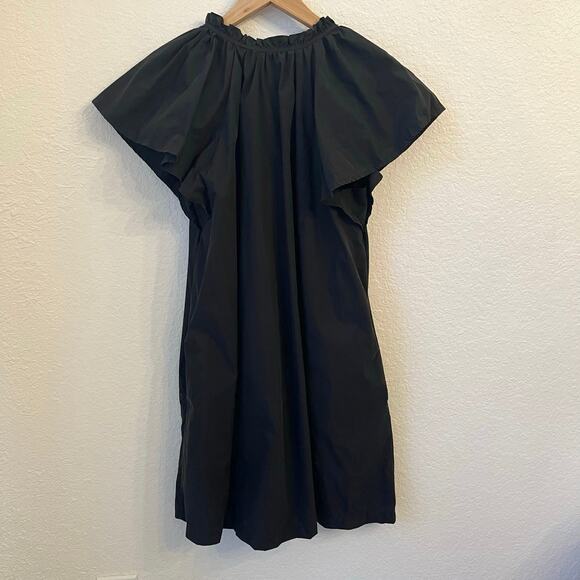 Gap Swing Mini Dress Size Medium Black Ruffle Casual - Picture 6 of 10